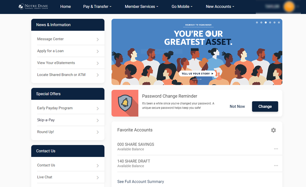 Round up notre dame federal credit union