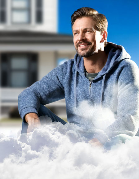 Midwestern man sitting in the clouds, dreaming about what his home equity could do for him